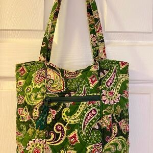 Bohemian Green and Pink Paisley Tote Bag
